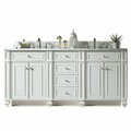 James Martin Vanities Bristol 72in Double Vanity, Bright White w/ 3 CM Carrara Marble Top 157-V72-BW-3CAR